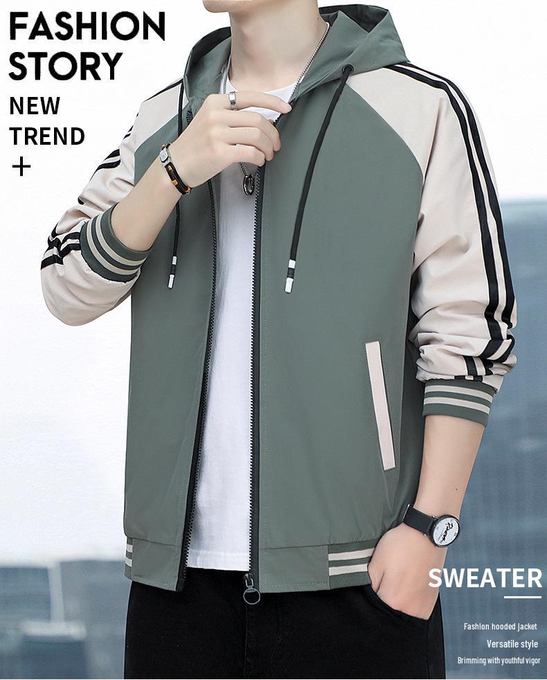 2024 Autumn Trendy Men's Hooded Jacket - Fashionable, Versatile, Youth Style