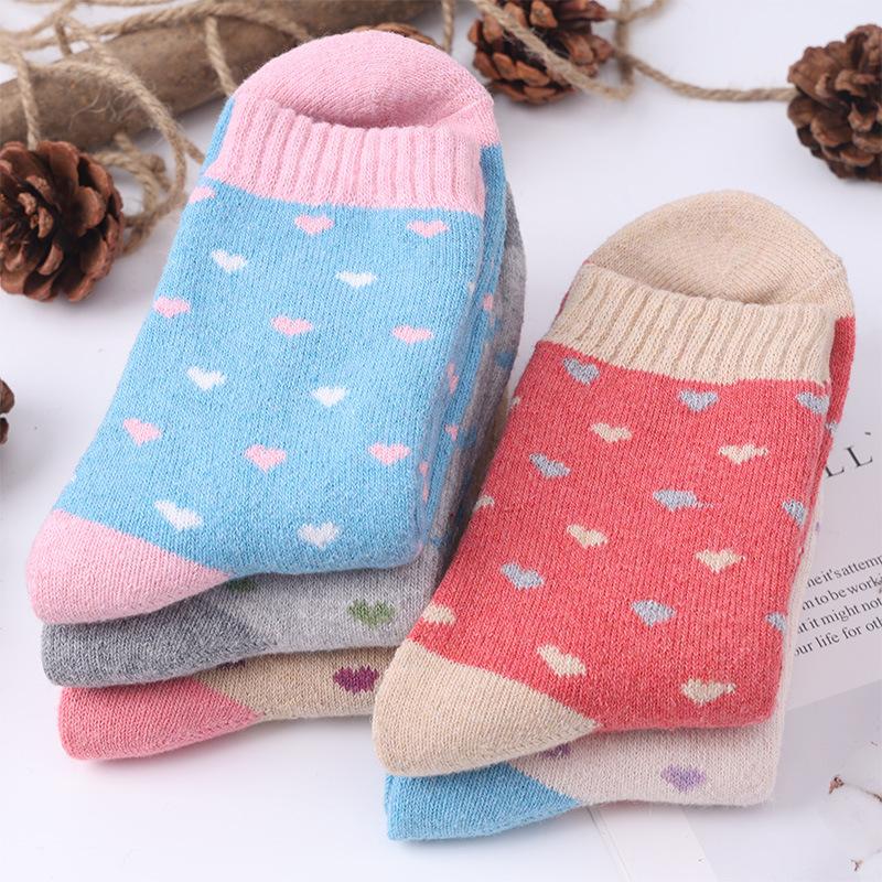 5 Pairs Autumn And Winter Thickened Diamond Curry Mid-Calf Socks Warm Women's Socks Stacked Socks Wholesale Wool Socks Diamond Retro Terry Socks