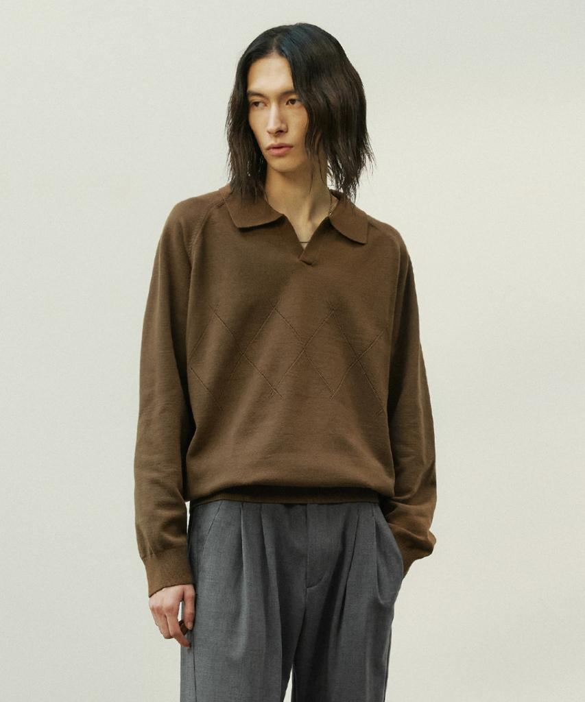 MINAV Raffine Soft Collar Knit [Brown]
