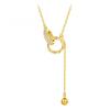 Luxury Double Hoop Tassel Choker Necklace For Women With Micro-Set Circle Pendant Titanium Steel Jewelry