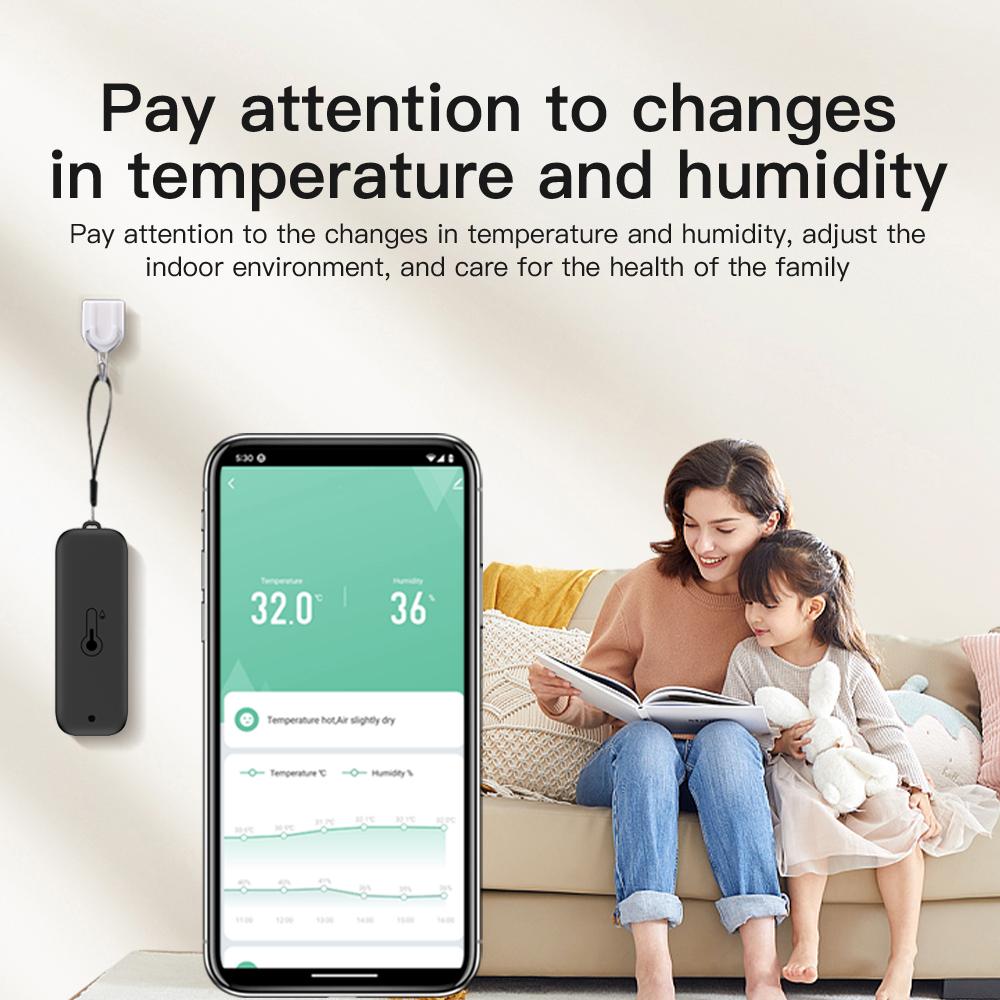 Tuya Zigbee Temperature Humidity Sensor Thermometer IP65 Waterproof Compatible with Smart Life & Google Assistant