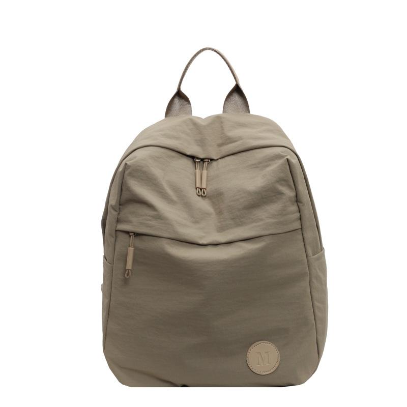 Fashion Solid Color Lightweight Backpack Soft Large Capacity Shoulder Bag Nylon Travel Backpack