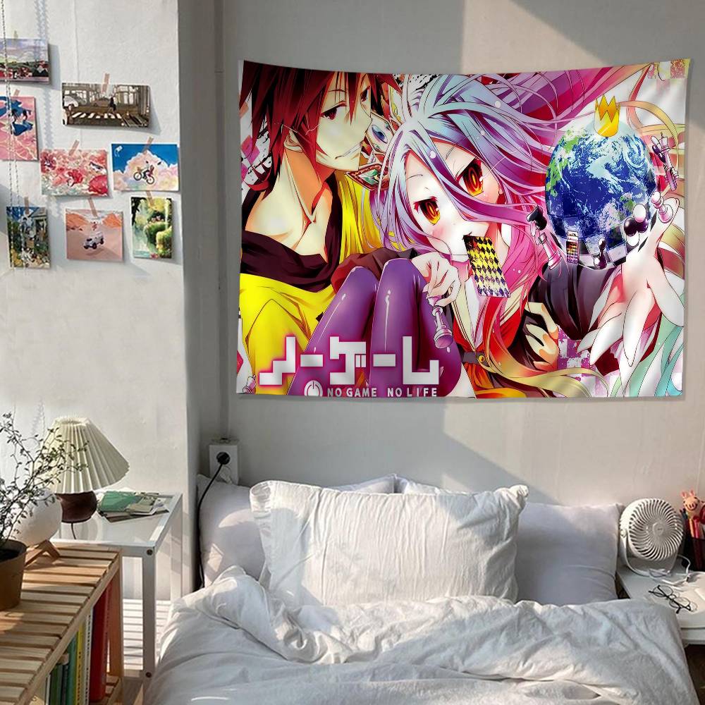 Game No Game No Life Anime Tapestry Hippie Flower Wall Carpets Dorm Decor Cheap Hippie Wall Hanging