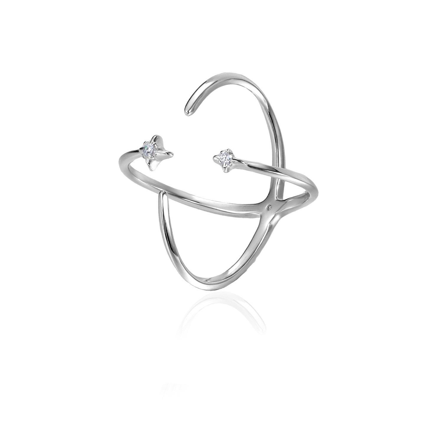 Trendy Women s Open Star Ring: Stylish Cross Design, Stackable for Index Finger Adjustable