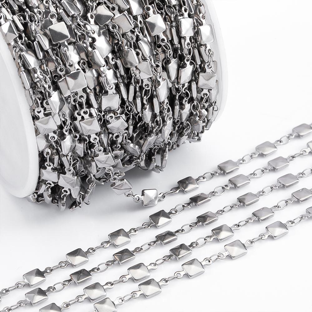 1M Trend Star Beaded Chain Stainless Steels Geometry Heart Square Leaf Cross Link Chain DIY Necklace Bracelet Jewelry Findings