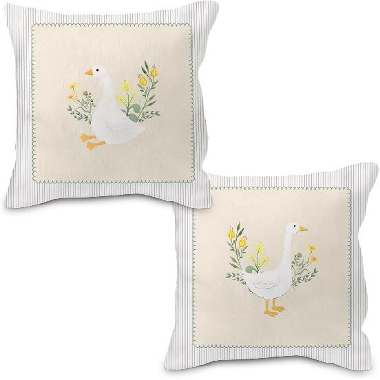 Goose Pillow Covers 18x18, Baby Girl Nursery Decor, Vintage Pink Striped Goose Decorative Throw Pillow Covers Pillowcase for Baby Girl Nursery Room