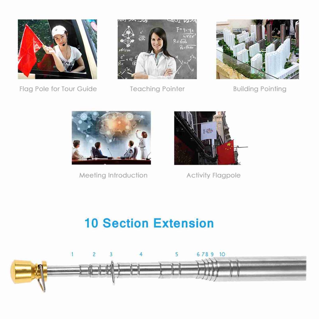 Brand New 2m 2.5 Meters Outdoor Flagpole Stainless Steel Telescopic Flag Pole for Teachers  Teaching Pointer Tour Guide