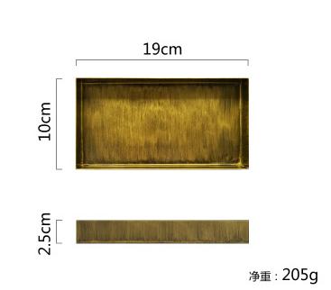 Metal Iron Retro Golden Tray Rectangular Plate Desktop Geometric Combination Storage  Photography Props Home Decoration
