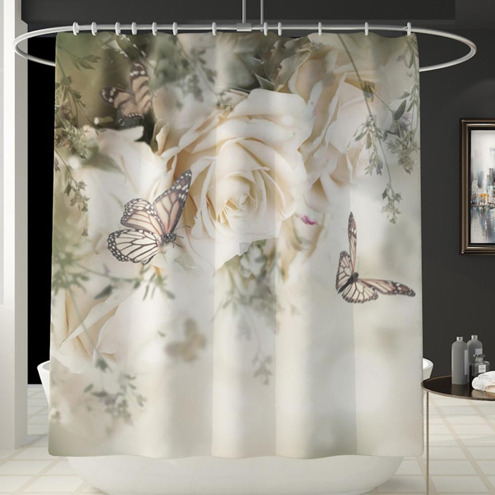 Daisy Rose Shower Curtain Polyester Cover Mat Set Anti-Slip Rug Bathroom Accessories