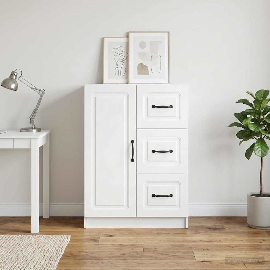 White Sideboard with Drawers 66 x 34.5 x 87 cm Engineered Wood