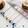 1pc Star smiley face spoon, cute stainless steel mixing spoon, coffee spoon, five pointed star cake dessert spoon