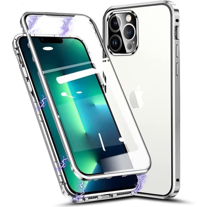Coque de protection - E.F.CONNECTION - pour iPhone 13 Pro - Verre trempé - Protection 360 degrés - Argenté