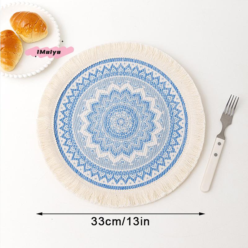 M-Round Placemat Cotton Tassel Antiskid Dining Table Mat Absorbent Insulation Dish Pad Desk Decoration And Accessories Plate Mug