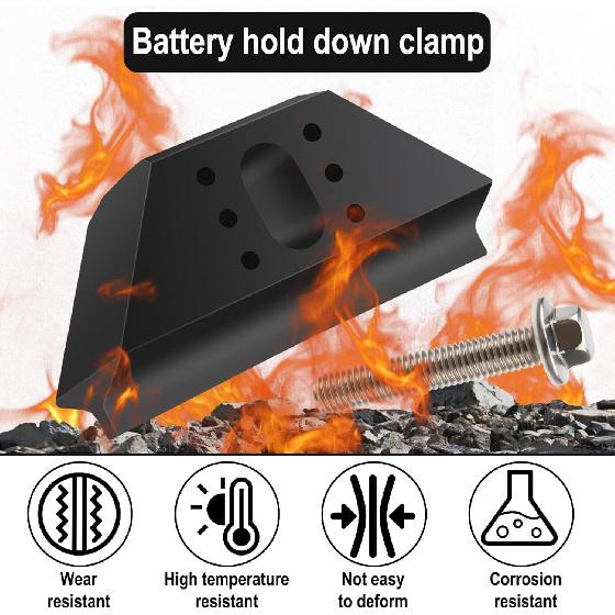 Base Clamp Battery Hold Down, Battery Hold Down with 304 Stainless Steel Bolt Kit, Compatible with Select