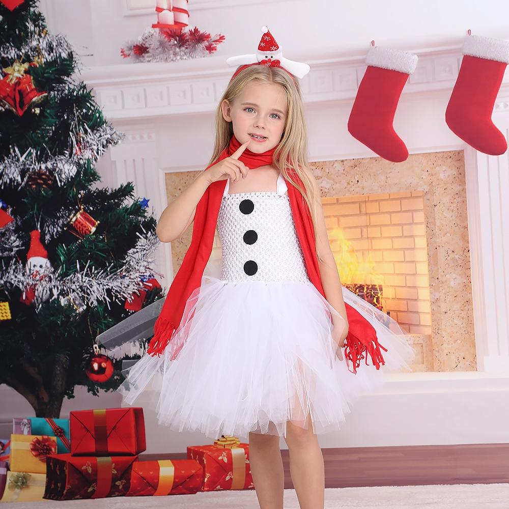 Snow Treasure Princess Girl's Ice And Snow Dance Skirt Christmas Snowman Costume