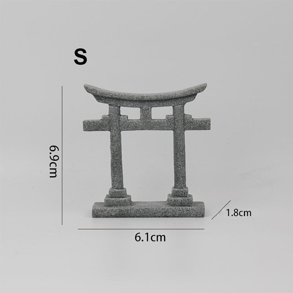 Simple Miniature Torii Gate Shrine Figurine Model Micro Landscape Aquarium Decoration Gray S-6.1 X 1.8 X 6.9cm