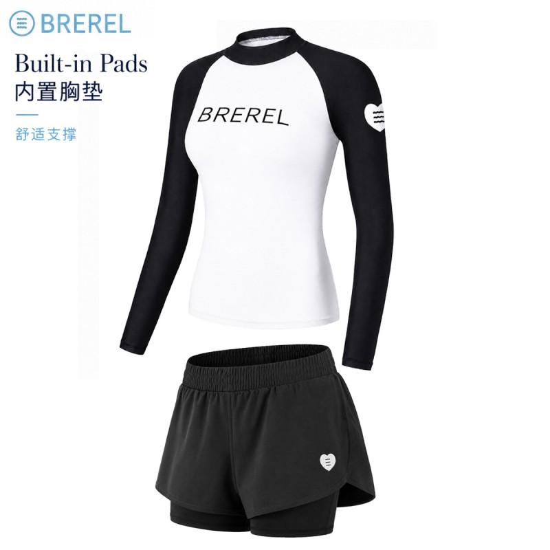 Womens Long Sleeve UPF 50 Rash Guard Swimsuit With Chest Pad Snorkeling Surfing Jellyfish Protection