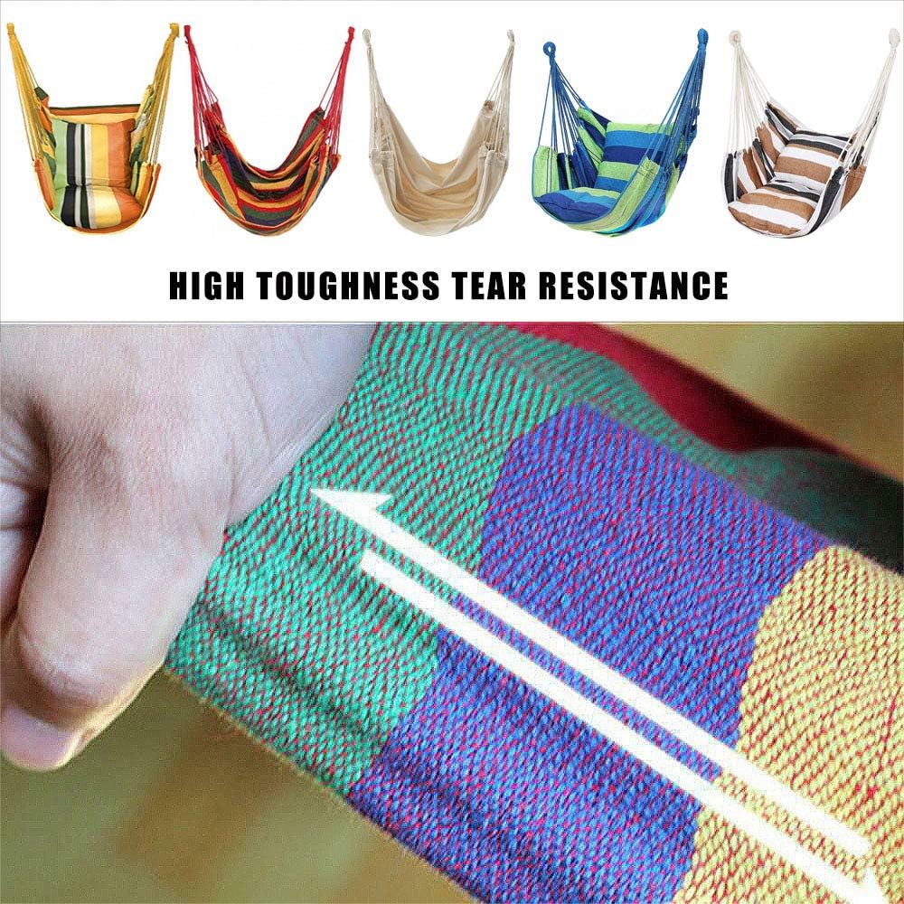 Hammock Chair Hanging Rope Swing Seat for Indoor Outdoor, Sturdy Cotton Weave Hammock Swing, Max 300Lbs Hanging Hammock Chair (Pole and Pillows NOT