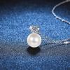 D Farge 0.3CT Moissanite Kvinners Halskjede 8 mm Perleanheng 100 % 925 Sterling Sølv Bryllupsdato Smykker Elegant kjede