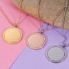 European Fashion Stainless Steel Colorfast Geometric Round Disc Necklace with Lace Pendant and Customizable Laser Logo