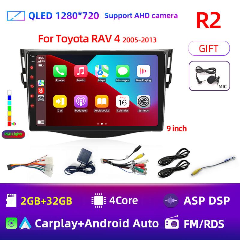 9" Android 12 Car Radio For Toyota RAV4 Rav 4 2005-2013 Multimedia Player 2Din Carplay DSP Navigation GPS 4G Net WIFI Stereo DVD