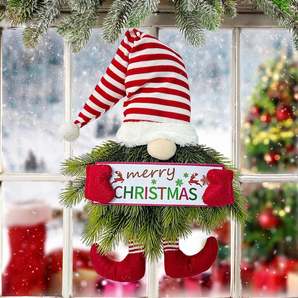 Faceless Doll Beard Christmas Gnome Wreath Hanging Decorative Garland Gnomes Ornaments Window Decoration Supplies