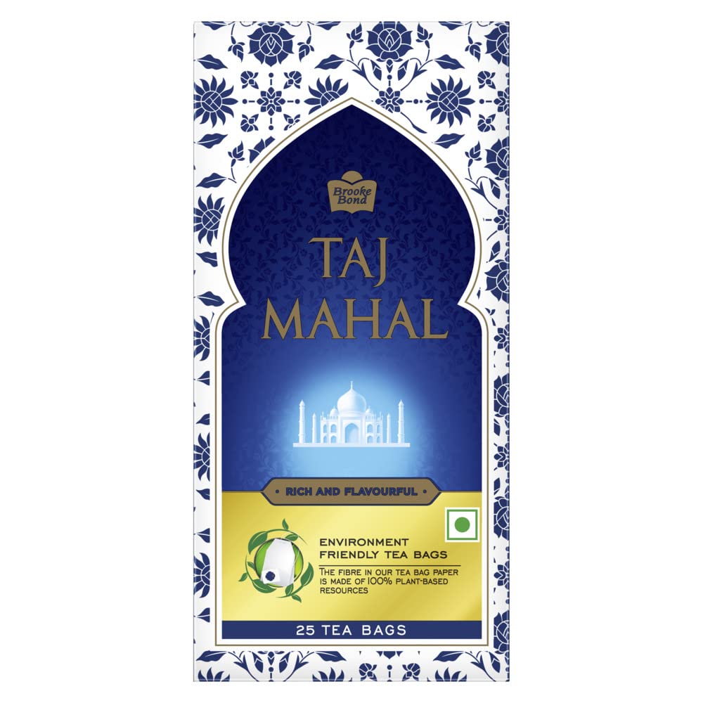 Taj Mahal Brooke Bond,25 Tea Bags,47.5 Grams (1.9 g each),Vegetarian,black tea,orange