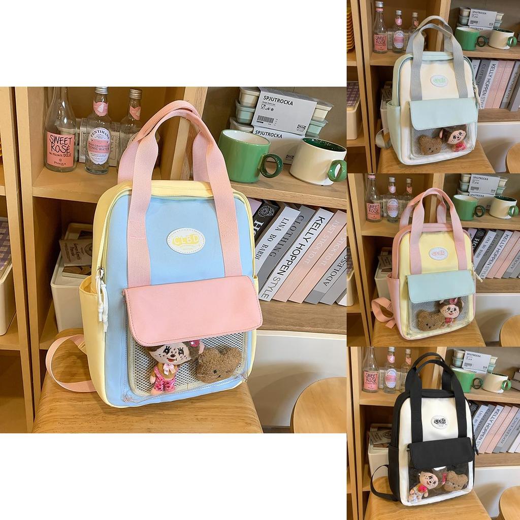 Cute Korean Style Mini Girls Backpack With Transparent Layer And Letter Print For School And Travel