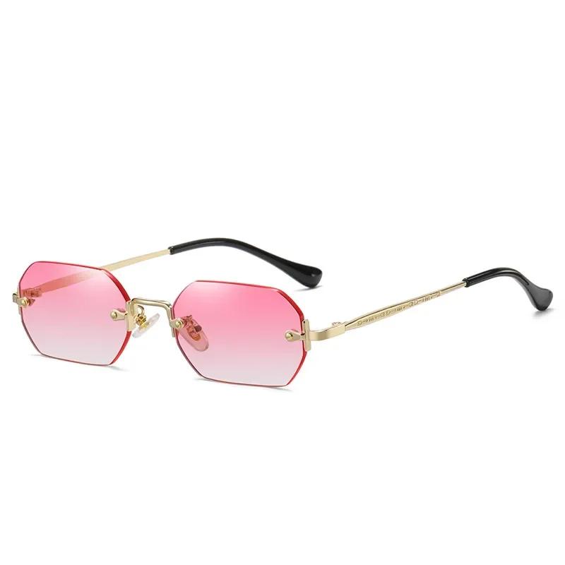 

Vintage Rimless Polygon Sunglasses Women Men Luxury Brand Designer Popular Travel Small Frame Sun Glasses Ladies As picture