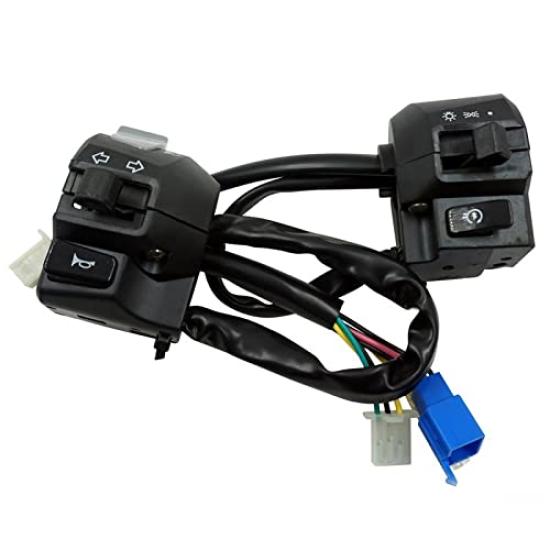 Motorcycle Handlebar Switches for Yamaha 125 22mm Motorcycle Universal Handlebar Turn and Power Switch Assembly YBR125, 7/8" Switches, Horn, Signal,