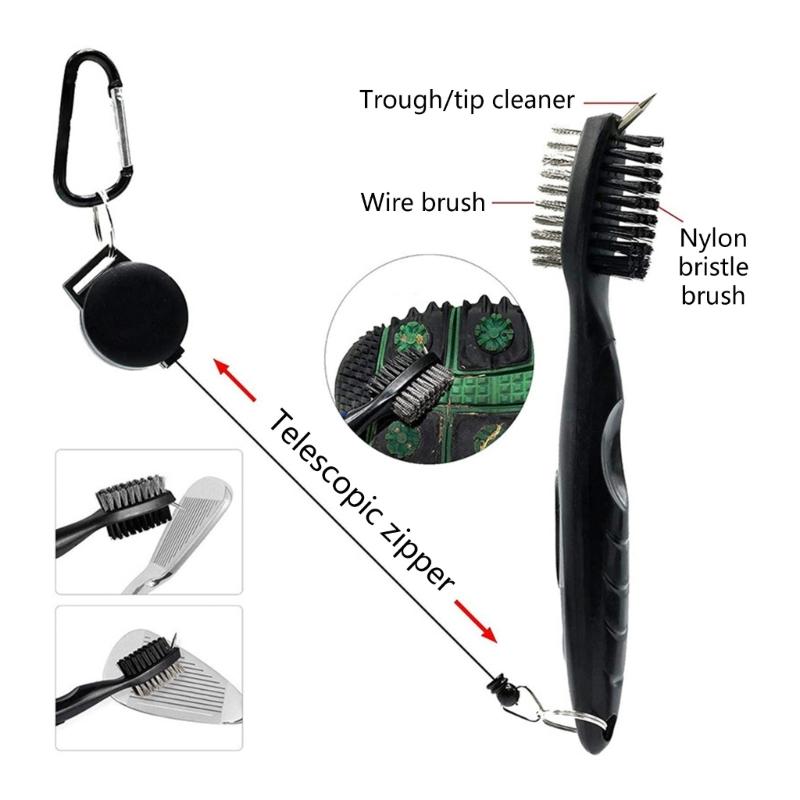 Multi-in-1 Golf Club Cleaning Set Microfiber Towel Brush Divot Tool Line Marker and Pitch Repair Tool for Men Women