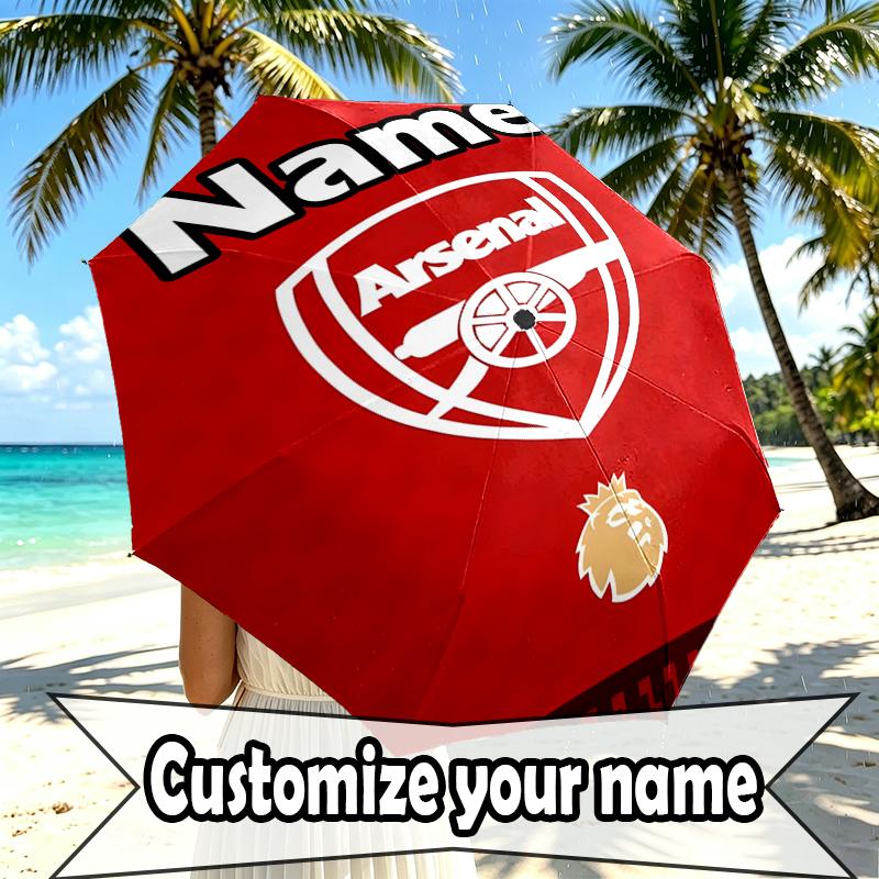 Custom Name Personalized football team Print Umbrella, Auto Open Close, 8‑Rib Sturdy Frame, Commute Camping Hiking Use, Birthday Gift