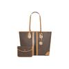 Michael Kors Eva Monogram Logo Stripe Color Block Coated Canvas Tote Bag Women Tote Apple-Brown 30T9GV0T7B-252