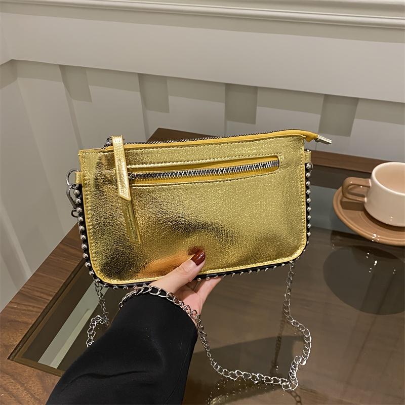 

Women Handbag with Detachable Strap Zipper Closure Handbag Versatile Handbag Clutch for Casual & Formal Outfits, Crossbody Purse, Evening Chic Purse золотий