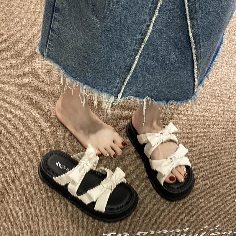 

Thick-soled cool slippers women s summer wear exquisite and beautiful bow sandals New year s new fairy style fashion beach 35
