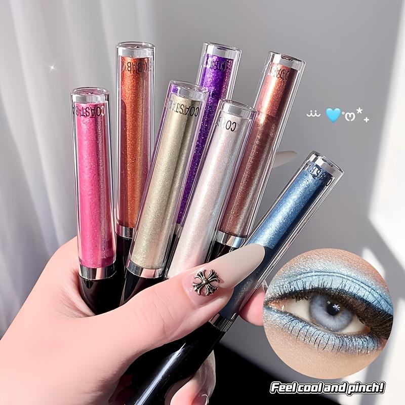 Glitter Liquid Eyeshadow 12-Color Golden Eyeshadow, Brown Glitter Eyeshadow, Eye Glitter Makeup Eyeshadow Stick, Quick- Long-Lasting Eyeshadow