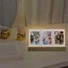 3 In 1 LED Light Photo Frame Wooden Base 3 Inch Photo Instant Picture Frame Ornament 3 Openings Tabletop Photo Display Rack