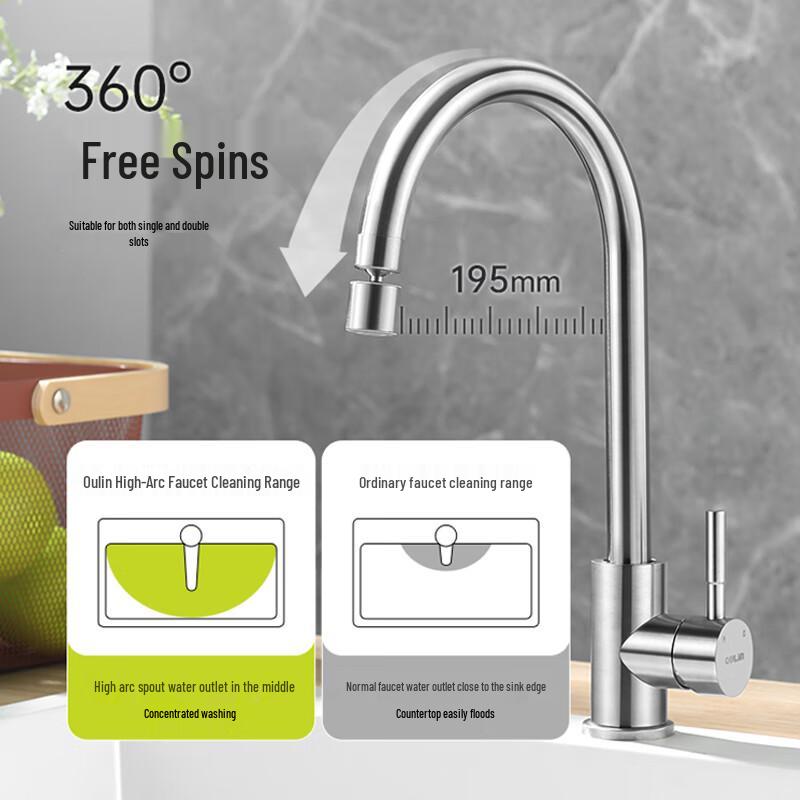 Oulin 304 Stainless Steel Kitchen Faucet