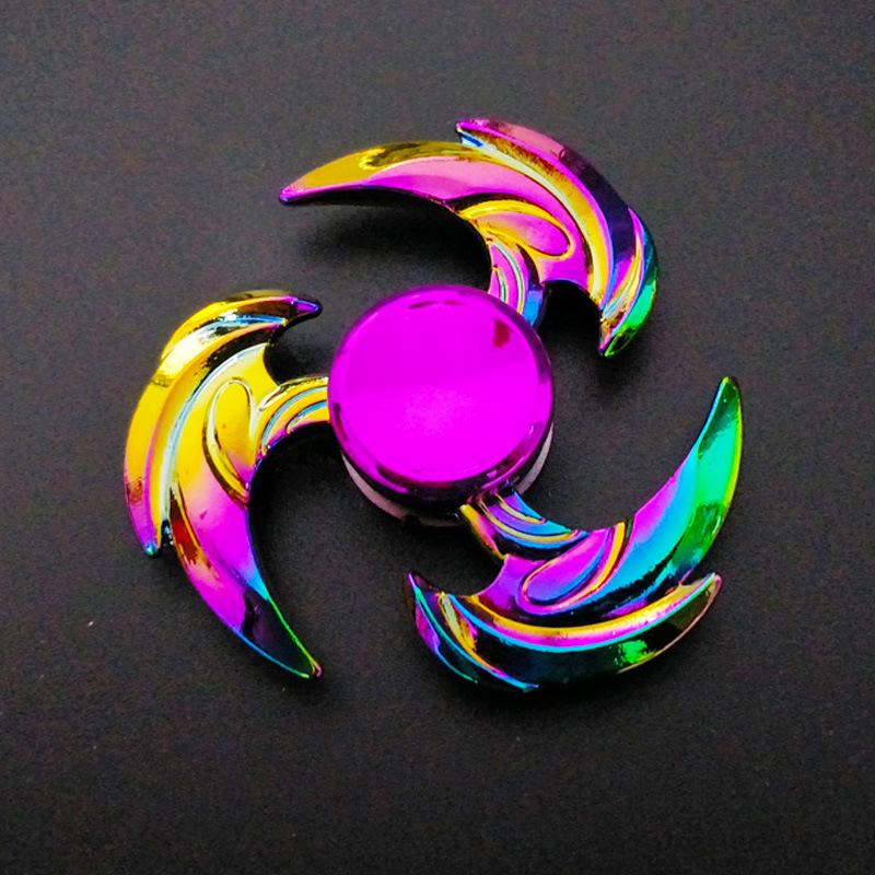 Colorful Zinc Alloy Fidget Spinner: Black Tech Stress-Relief Toy for Students and Kids.