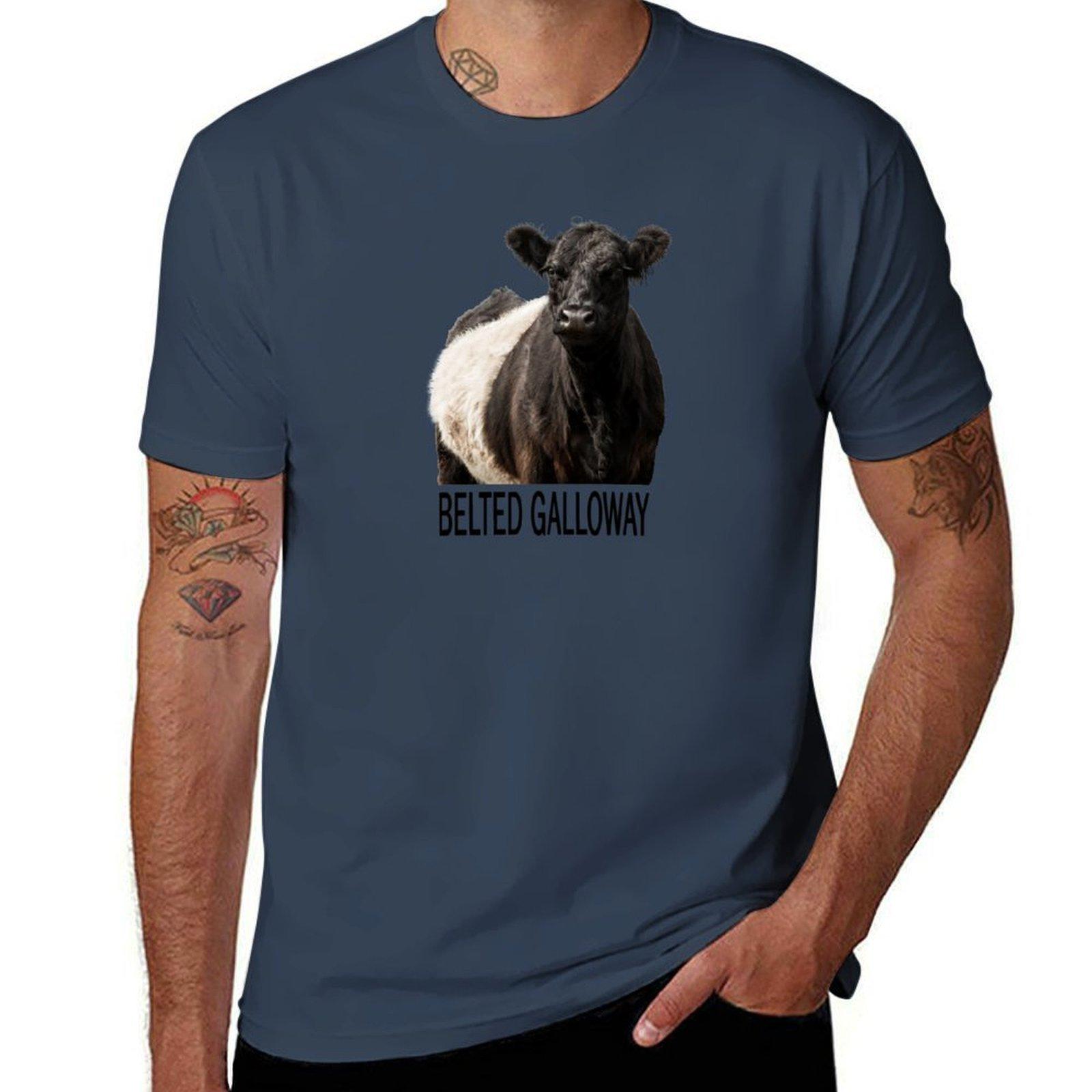 Belted Galloway Cow Portrait With Text Tshirt Plus Size Summer Short Sleeve Tshirt S