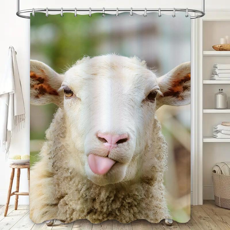 Sheep Fluffy Bathroom Shower Curtain Waterproof Wall Decor Home Decoration Modern Cute Animal Print 3D Customizable Printing