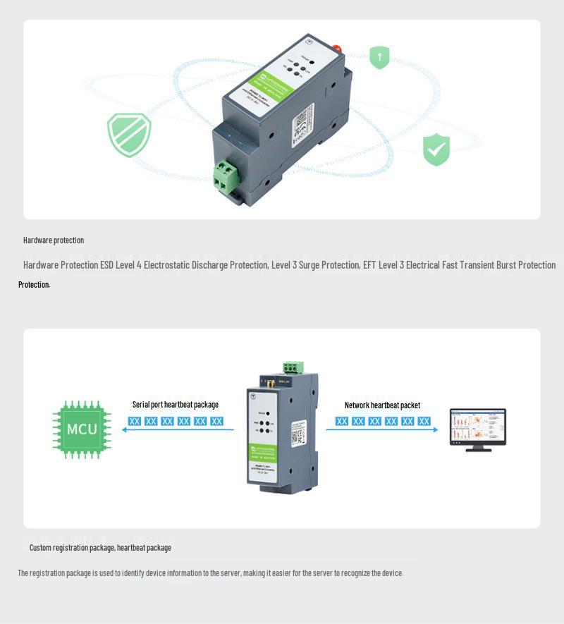 RS485 To WiFi Ethernet Module: RJ45 Serial Port Server with Modbus & MQTT, DIN Rail Mount