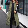Gilet invernale da donna lunghezza midi imbottito con cerniera senza maniche con cappuccio tinta unita per tenersi al caldo spessore piuma per l'uso quotidiano