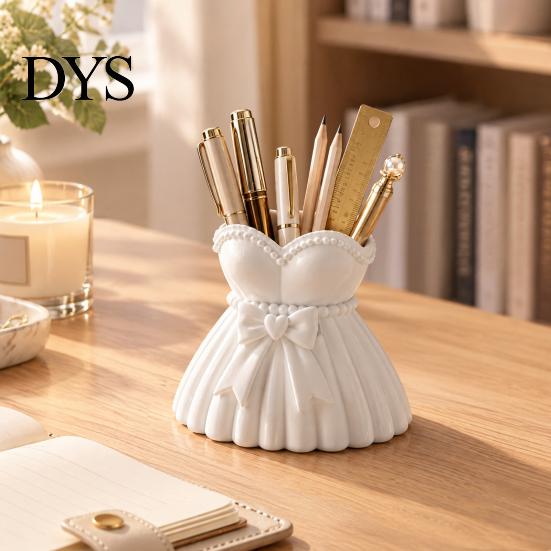 Versatile Makeup Holder Wedding Dress Vase, 3D Printed PLA Brush Storage Girlish Room Accessories Box, Decorative Cosmetic Container for Vanity