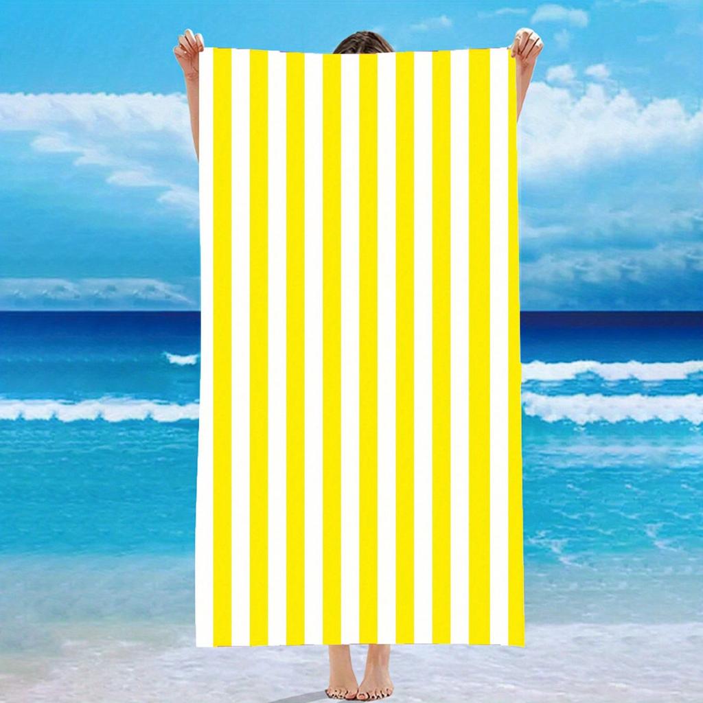 Asciugamano da Spiaggia a Strisce Bianche e Blu - Poliestere Assorbente ad Asciugatura Rapida per Spiaggia e Piscina, Morbido e Leggero