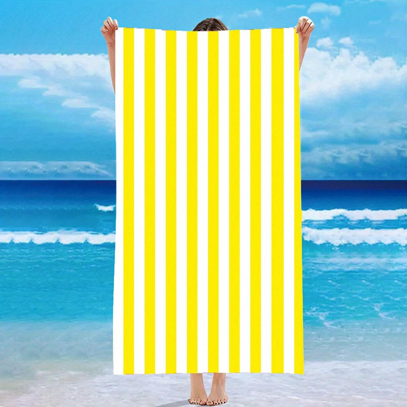 

Blue White Striped Beach Towel - Quick-Dry Absorbent Polyester for Beach & Pool, Soft & Lightweight W30*H60(CM)