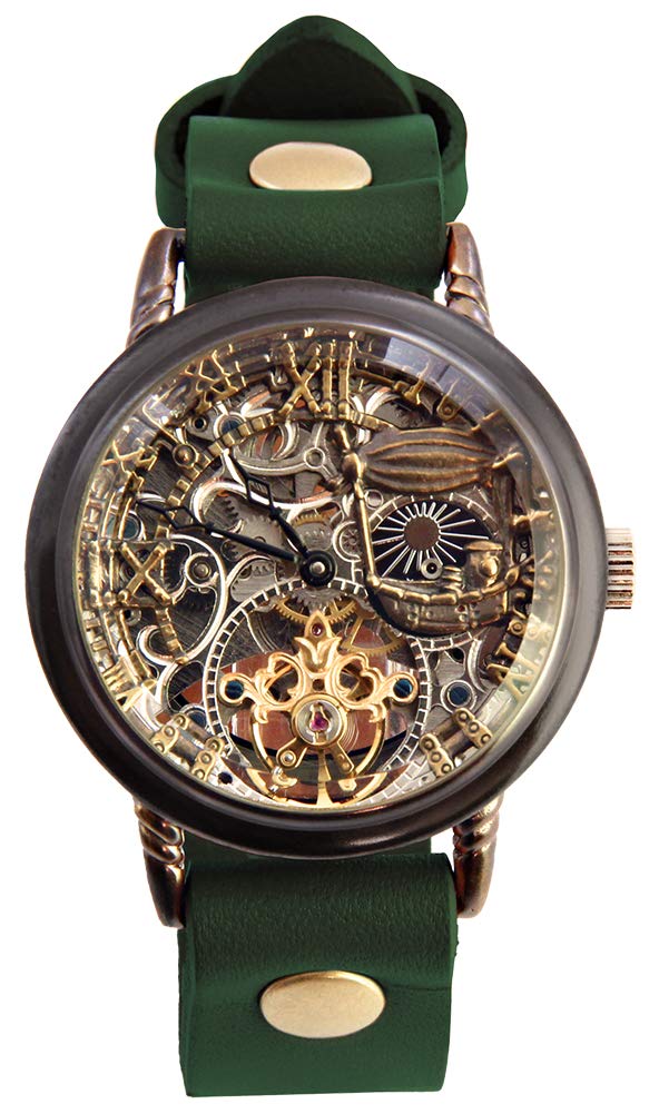 

Moola Watch Rebic Manual Winding Made in Japan Skeleton RER-30B (L, Green)