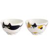 Ceramic Ai Rice Bowl Cat Shape Cat 3 Brothers Hachiware and Mike Cat Pattern Rice Bowl Cat Set 2-Piece