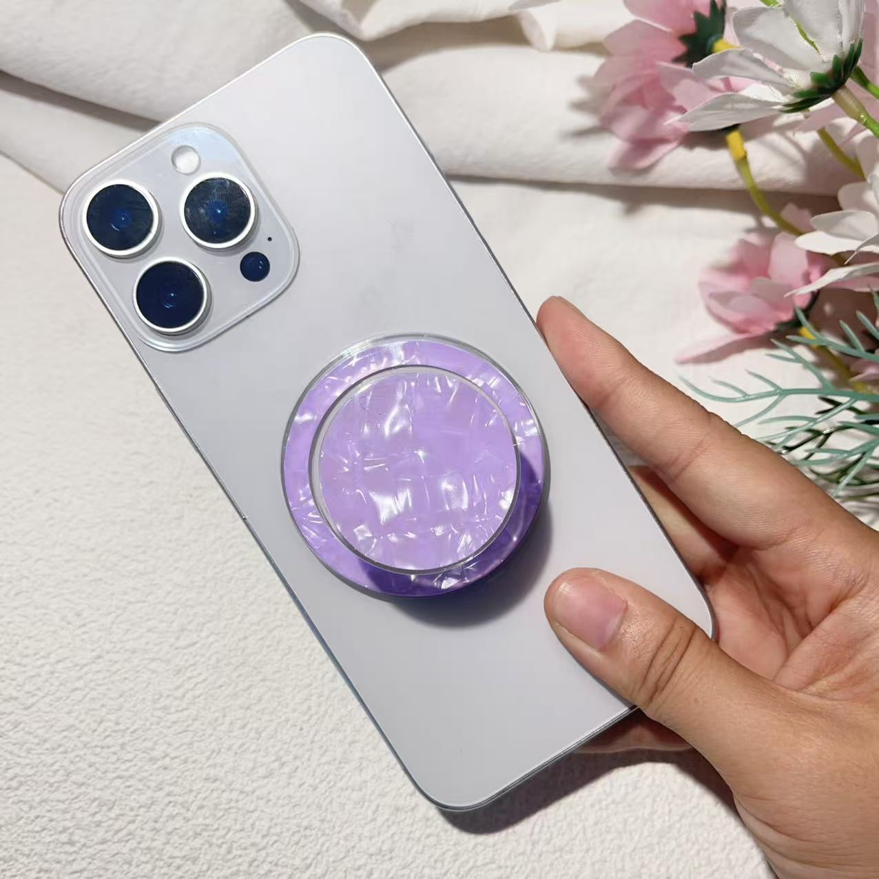 

Роскошный Блестящий Разноцветный Круглый Магнитный Держатель Griptok Подставка-Держатель для Телефона Поддержка для iPhone 16 для iPad Magsafe Smart Tok фиолетовый