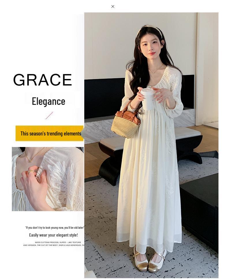 2026 New Style Korean Embroidered Plus Size Maternity Dress for Spring/Summer